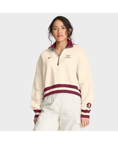 Nike Women's Cream/Maroon Florida State Seminoles Legacy Half-Zip Sweatshirt