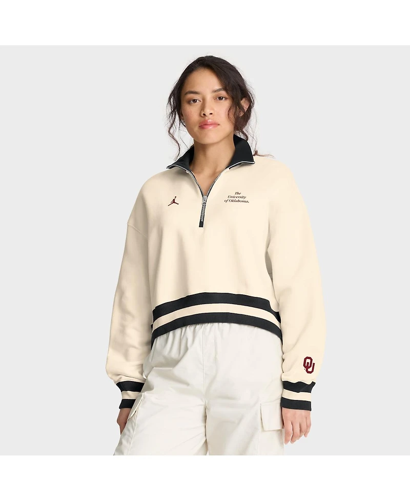 Jordan Women's Tan/Black Oklahoma Sooners Legacy Half-Zip Sweatshirt
