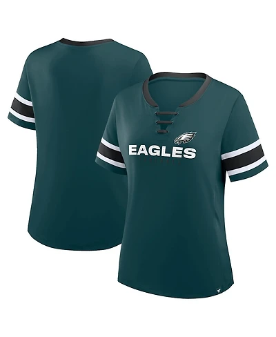 Fanatics Women's Midnight Green Philadelphia Eagles Redzone Draw Play Athena Lace-Up T-Shirt