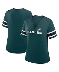 Fanatics Women's Midnight Green Philadelphia Eagles Redzone Draw Play Athena Lace-Up T-Shirt