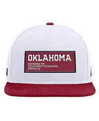 Jordan Men's White/Crimson Oklahoma Sooners 2025 On-Field Patch Pro Dri-fit Snapback Hat