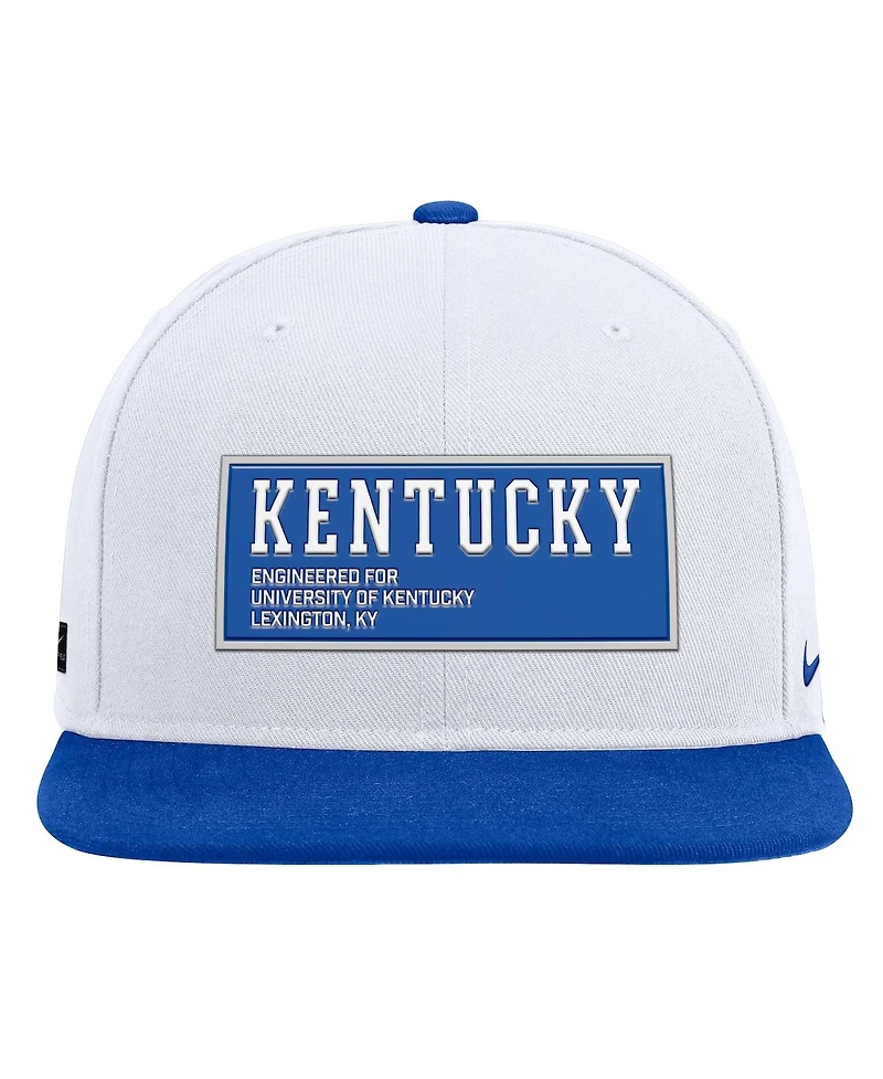 Nike Men's White/Royal Kentucky Wildcats 2025 On-field Patch Pro Dri-fit Snapback Hat