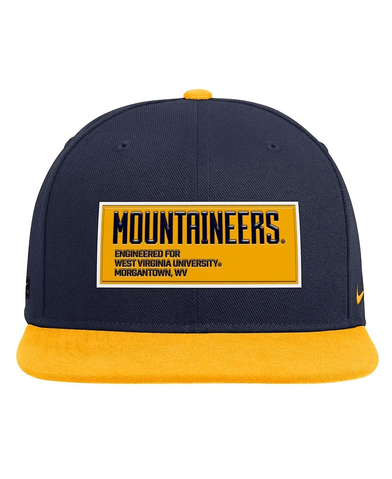 Nike Men's Navy/Gold West Virginia Mountaineers 2025 On-field Patch Pro Dri-fit Snapback Hat