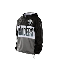 New Era Men's Black Las Vegas Raiders Ripstop Quarter-Zip Hooded Windbreaker