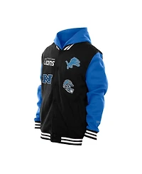 New Era Men's Black Detroit Lions Full-Snap Fleece Hoodie Jacket