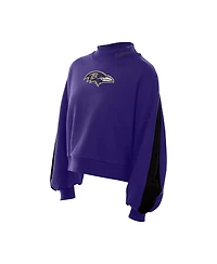 New Era Women's Purple Baltimore Ravens Sport Night Mock Neck Balloon Sleeve Pullover Sweatshirt
