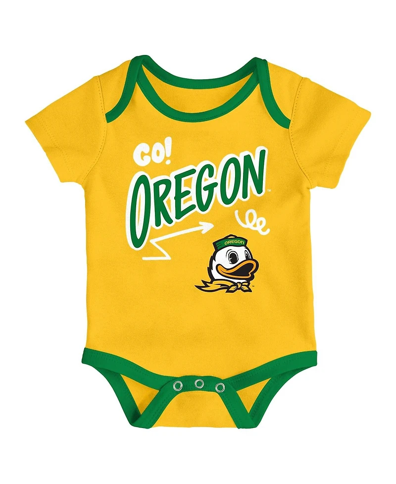 Outerstuff Baby Boys and Girls 3-Pack Oregon Ducks All Day Play Bodysuit Set
