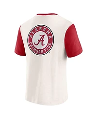Darius Rucker Collection by Fanatics Men's Cream/Crimson Alabama Crimson Tide Henley Color Block Slub T-Shirt