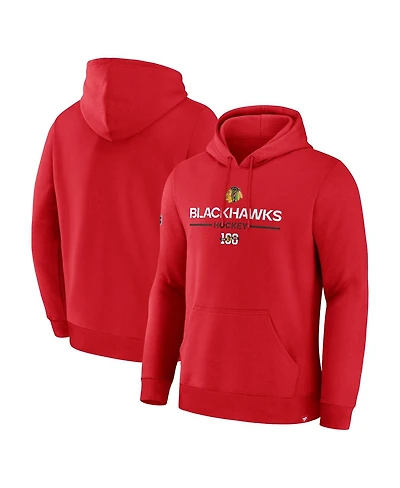 Fanatics Men's Red Chicago Blackhawks Centennial Fleece Pullover Hoodie