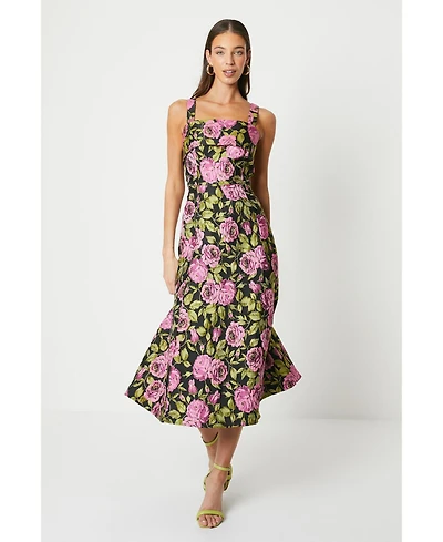 Coast Wide Strap Jacquard Midi Dress