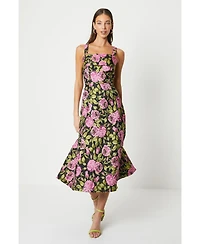 Coast Wide Strap Jacquard Midi Dress