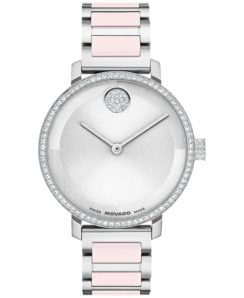 Movado Women's Bold Evolution 2.0 Swiss Quartz Stainless Steel Blush Ceramic Watch, 34mm