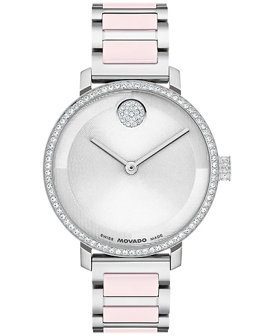 Movado Women's Bold Evolution 2.0 Swiss Quartz Stainless Steel Blush Ceramic Watch, 34mm