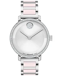 Movado Women's Bold Evolution 2.0 Swiss Quartz Stainless Steel Blush Ceramic Watch, 34mm