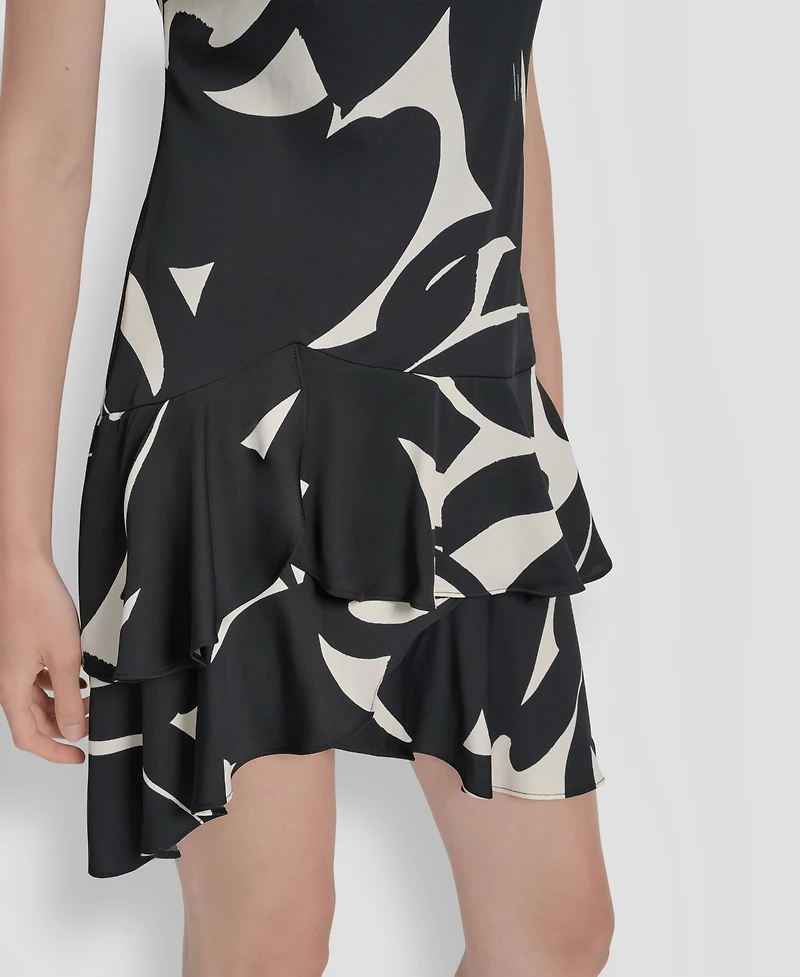 Dkny Women's Printed Double-Layer Fit & Flare Dress