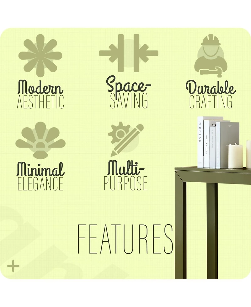 Kings Brand Furniture Russel Long Console Table - Minimalist and Slim Entryway for Decorative Displays, Sofa