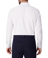 Report Collection Men's Long Sleeve 4-Way Dot Print Dress Shirt