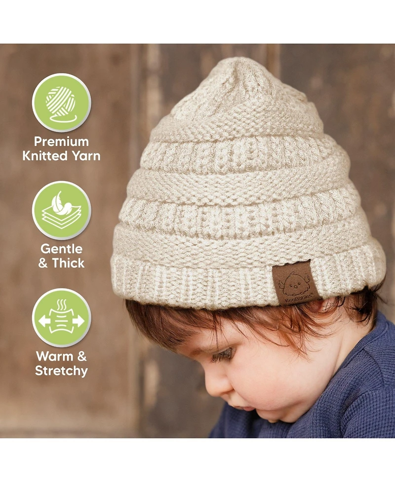 KeaBabies 3pk Warmzy Baby Beanies, 0-36 months Hats, Winter Hat for Newborn, Infant, Toddlers, Boys, Girls