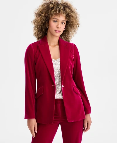 Tahari Asl Women's Velvet Single-Button Blazer