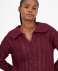 And Now This Women's Cable-Knit Pointelle Polo Sweater, Macy's Exclusive