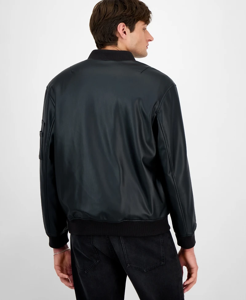 Hugo By Boss Men's Balamo Faux Leather Bomber Jacket