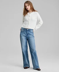 And Now This Women's Bow Embroidered Cropped Cardigan, Macy's Exclusive