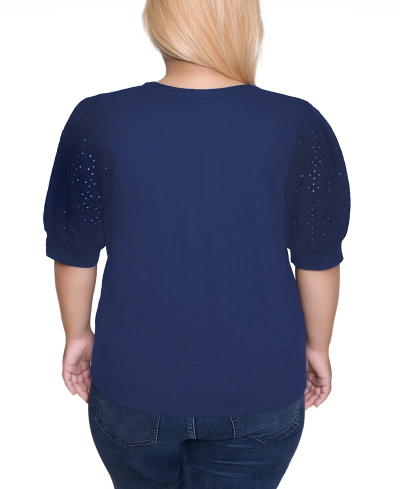 Ny Collection Plus Puff Elbow Sleeve Top