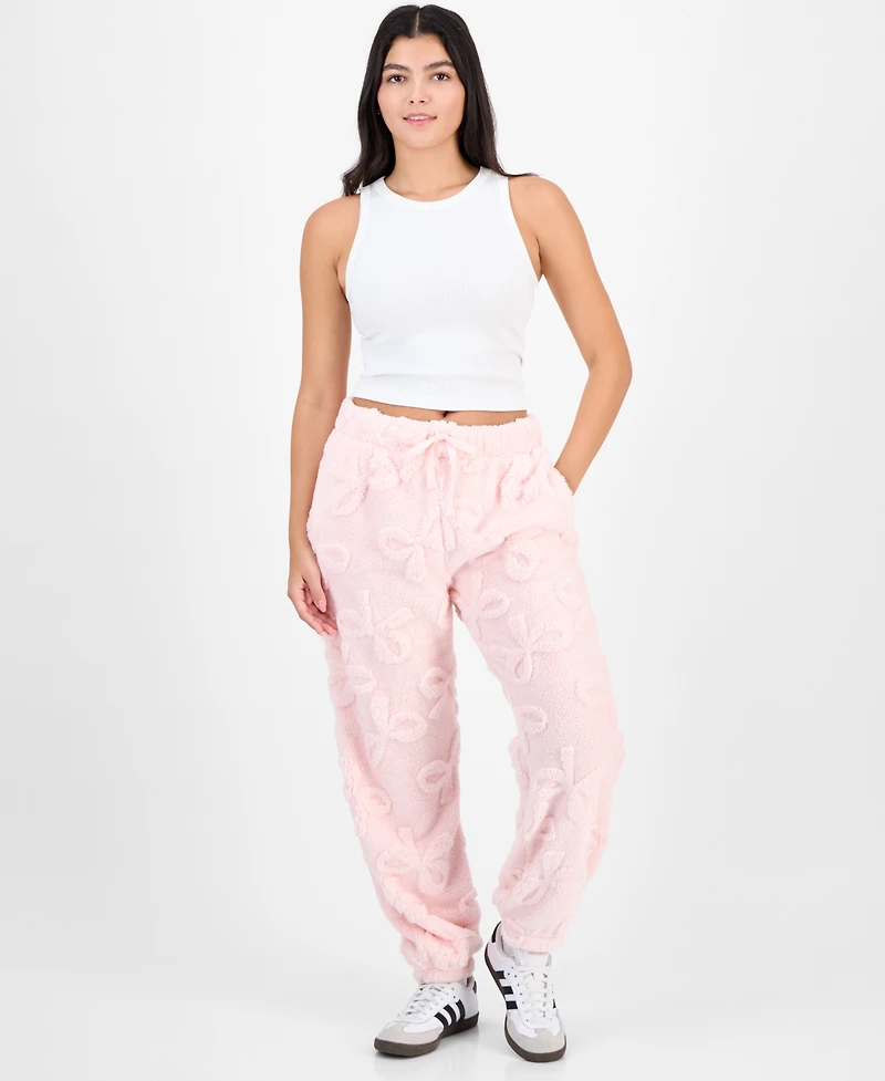 Rebellious One Juniors' Embossed Sherpa Jogger Pants