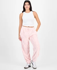 Rebellious One Juniors' Embossed Sherpa Jogger Pants