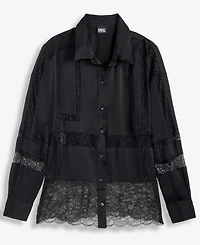 I.n.c. International Concepts Women's Lace-Detail Shirt, Macy's Exclusive
