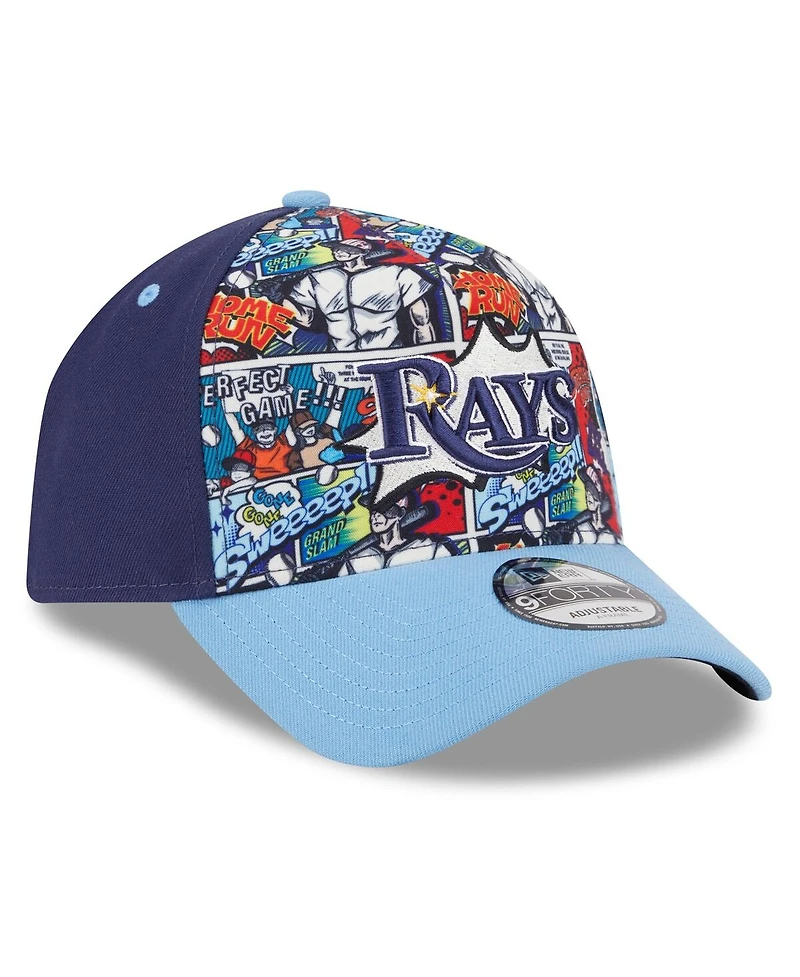New Era Big Boys and Girls Navy/Light Blue Tampa Bay Rays 2025 Mlb Diamond Hero Edition A-Frame 9FORTY Adjustable Hat