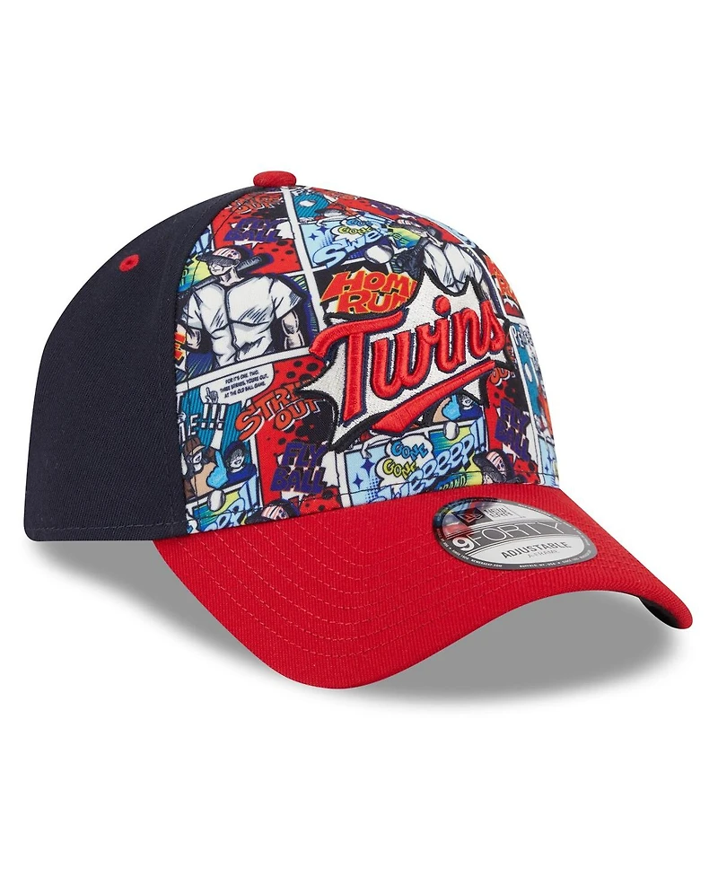 New Era Big Boys and Girls Navy/Red Minnesota Twins 2025 Mlb Diamond Hero Edition A-Frame 9FORTY Adjustable Hat