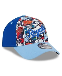 New Era Big Boys and Girls Royal/Light Blue Kansas City Royals 2025 Mlb Diamond Hero Edition A-Frame 9FORTY Adjustable Hat
