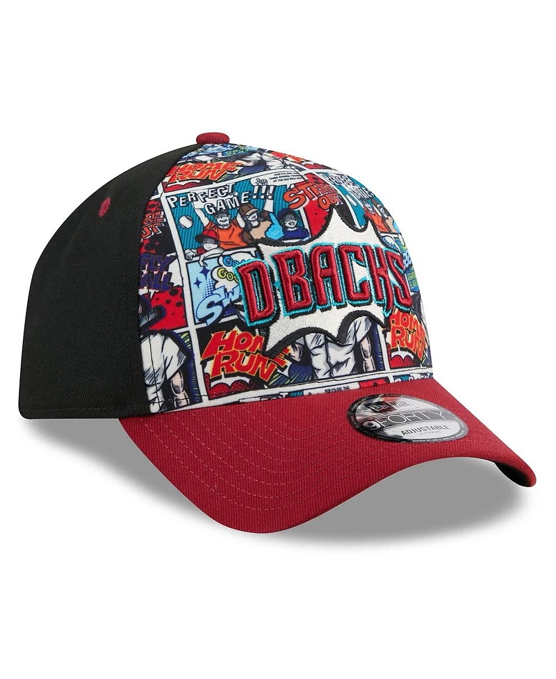 New Era Big Boys and Girls Black/Red Arizona Diamondbacks 2025 Mlb Diamond Hero Edition A-Frame 9FORTY Adjustable Hat