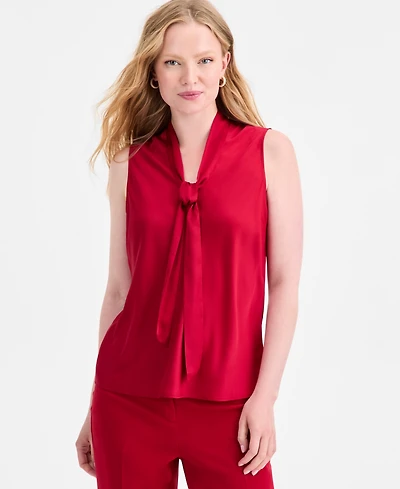 Kasper Women's Tie-Neck Sleeveless Top, Regular & Petite