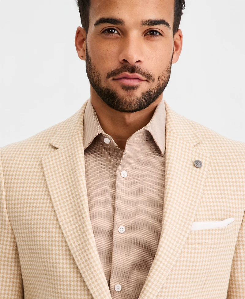Ted by Baker Men's Tan Mini Check Modern-Fit Blazer