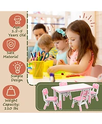 Qaba Kids Table and Chair Set with 4 Chairs, Adjustable Height,