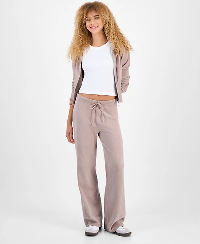 Hippie Rose Juniors' Chenille Wide-Leg Knit Pants