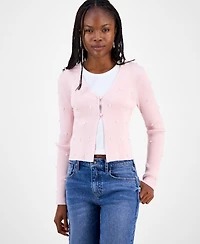 Madden Girl Juniors' Faux-Pearl Ribbed Cardigan