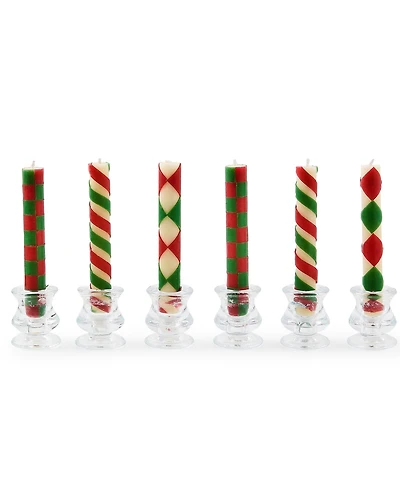 MacKenzie-Childs Mini Red Green Dinner Candles, Set of 6