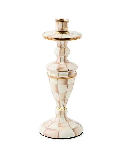 MacKenzie-Childs Mocha Check Medium Candlestick