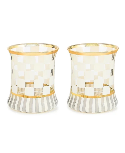 MacKenzie-Childs Carnival White Tumbler Glass, Set of 2