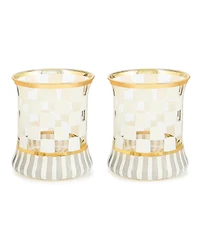 MacKenzie-Childs Carnival White Tumbler Glass, Set of 2