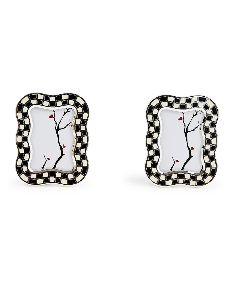 MacKenzie-Childs Wavy Check Silver Plated Frames, Set of 2