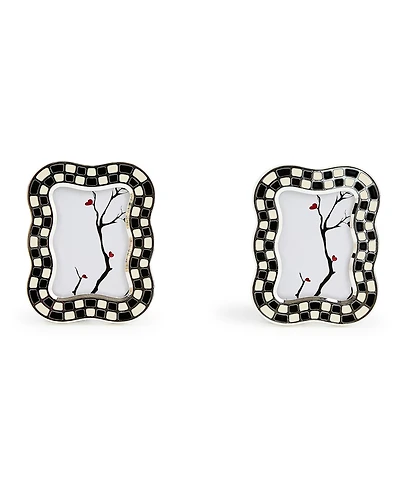 MacKenzie-Childs Wavy Check Silver Plated Frames, Set of 2