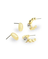 Steve Madden Faux Mother of Pearl Hoop Earring Set