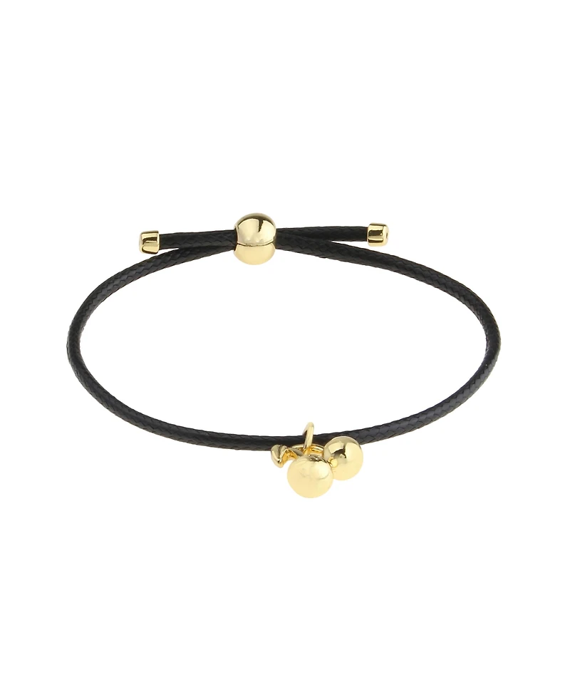 Steve Madden Black Leather Cherry Friendship Slider Bracelet