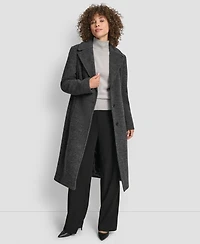 Dkny Women's Maxi Boucle Notch Collar Coat
