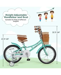 Akiudex Kids Bike with Training Wheels, Basket and Bell for Ages 4-8, 16 or 18 Inch