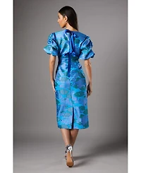 Coast Women's Jacquard Floral Puff Sleeve Midi Dress